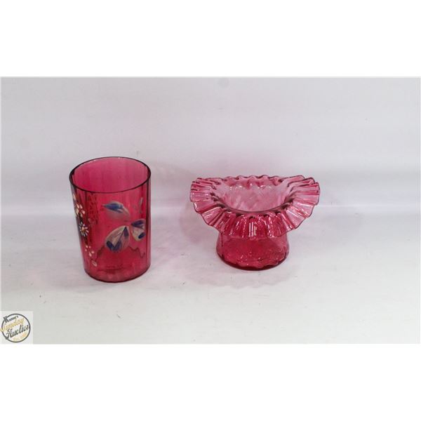 FENTON CRANBERRY PINK TOP HAT SOLD WITH CRANBERRY