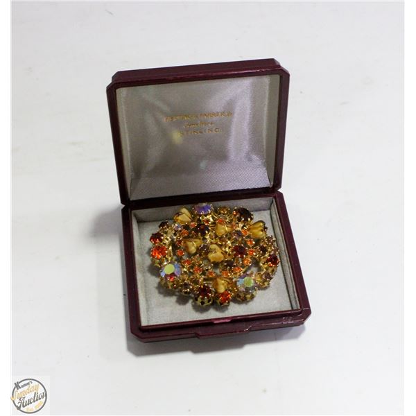 EVER FAITH AUSTRIAN AMBER COLOR CRYSTAL RHINESTONE