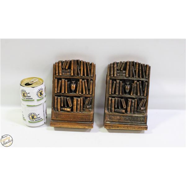 PAIR OF VINTAGE METAL MID CENTURY BOOK ENDS