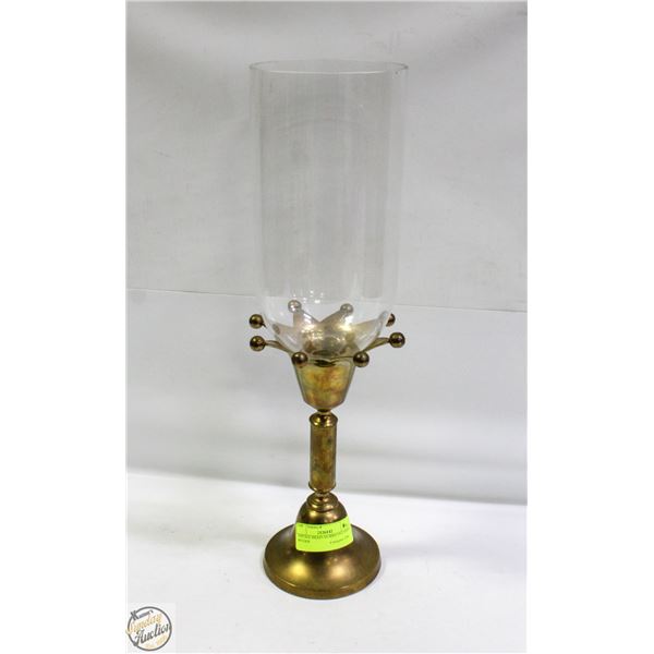 VINTAGE BRASS HURRICAN CANDLE HOLDER