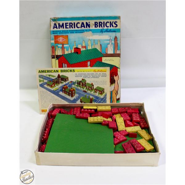 1940S AMERICAN BRICKS BY HALSAM TOY BUILDING SET