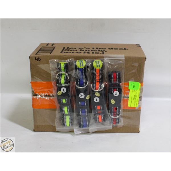 40 NEW NYLON REFLECTIVE DOG COLLARS BLUE