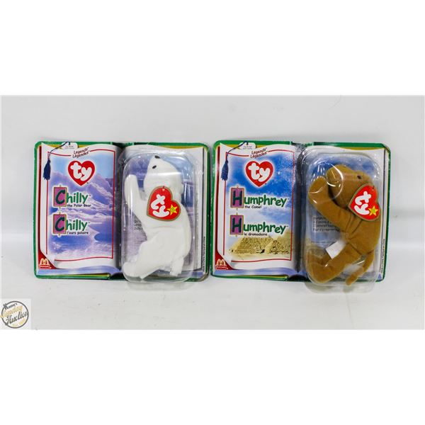 TWO UNOPENED VINTAGE TY COLLECTABLES