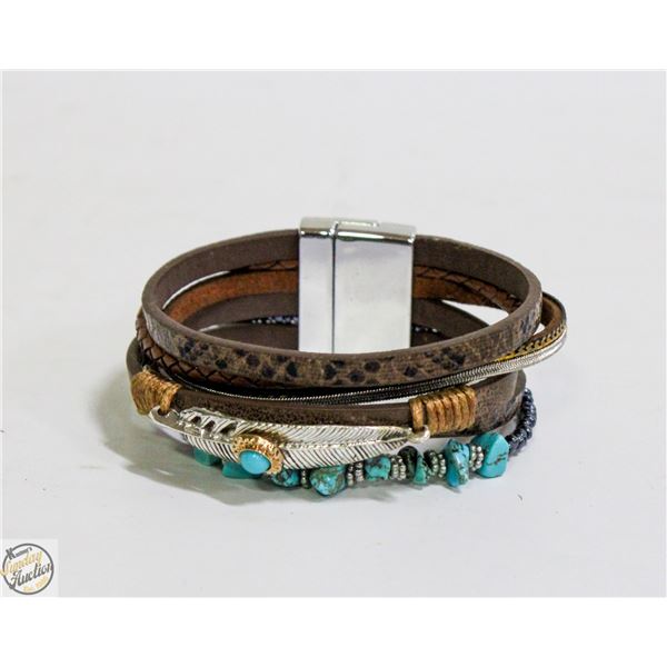 INDIGINOUS STYLE LEATHER/TURQUOISE AND