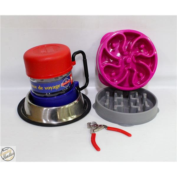 CANINE LOT: 2 CANINE SLOW FEED BOWLS, S/STEEL