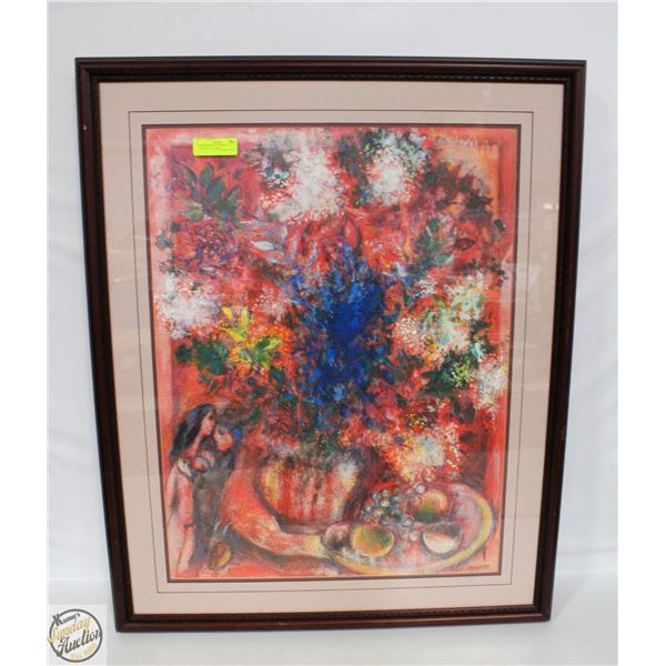 LARGE FRAMED "THE RED FLOWERS" BY MARC