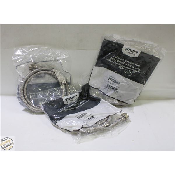 THREE 6 FT STAINLESS STEEL APPLIANCE HOSES