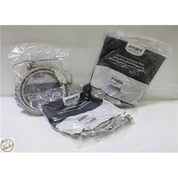 THREE 6 FT STAINLESS STEEL APPLIANCE HOSES