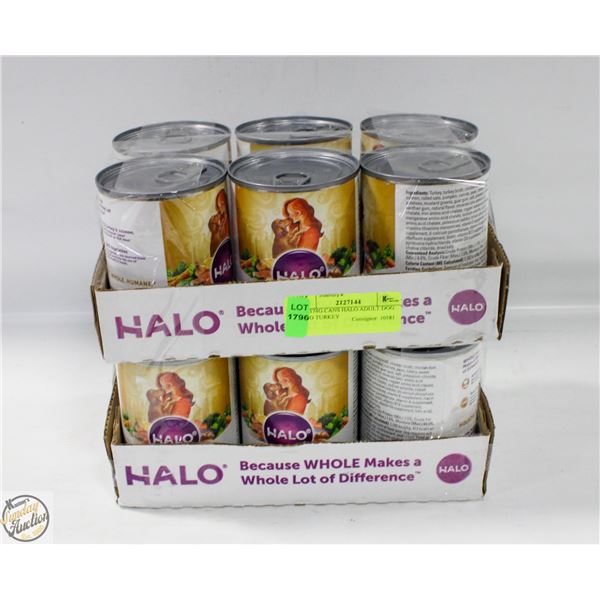 12X 374G CANS HALO ADULT DOG FOOD TURKEY