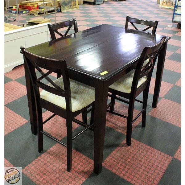 COUNTER HEIGHT SOLID WOOD DINING TABLE WITH 4