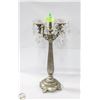 Image 1 : BRUSHED NICKEL AND CUT CRYSTAL CANDELABRA H-19"