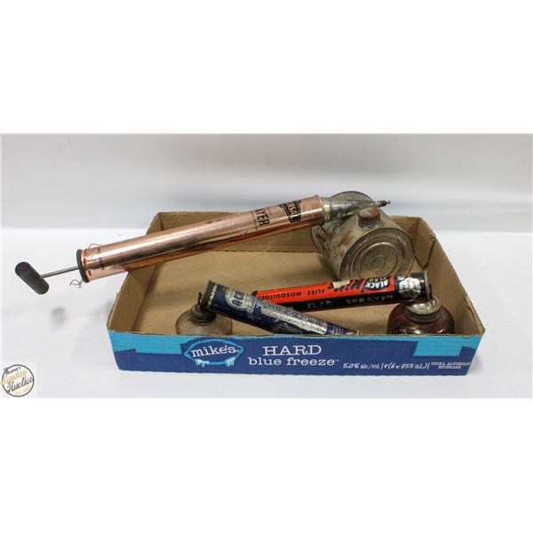 3 ANTIQUE SPRAYERS WITH CANISTERS