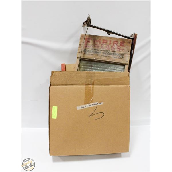 ANTIQUE LOT - WASHBOARD, KRAUT CUTTER
