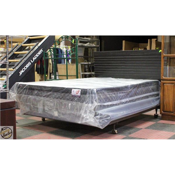 QUEEN SZ HEADBOARD IKEA BLACK + QUEEN BED FRAME