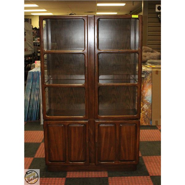 MCM INSPIRED CHINA CABINET W/ GLASS SHELVING