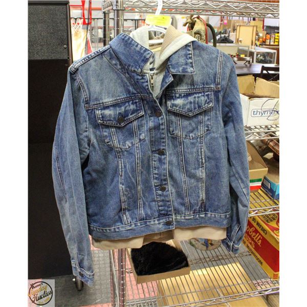 LADIES M/L BOOTLEGGER JEAN JACKET HOODIE