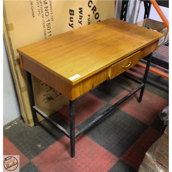 VINTAGE WOOD TOPPED DESK 42" X 22" X 30"