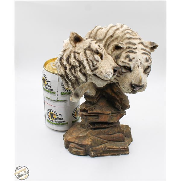 VINTAGE SCULPTURE OF TWO TIGER HEADS