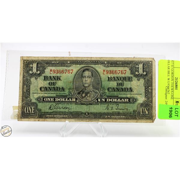 1937 $1 GORDON TOEWS ONE DOLLAR BILL W/L9366767