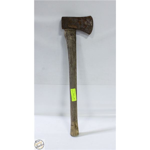 VINTAGE WOOD AXE AND AXE HEAD
