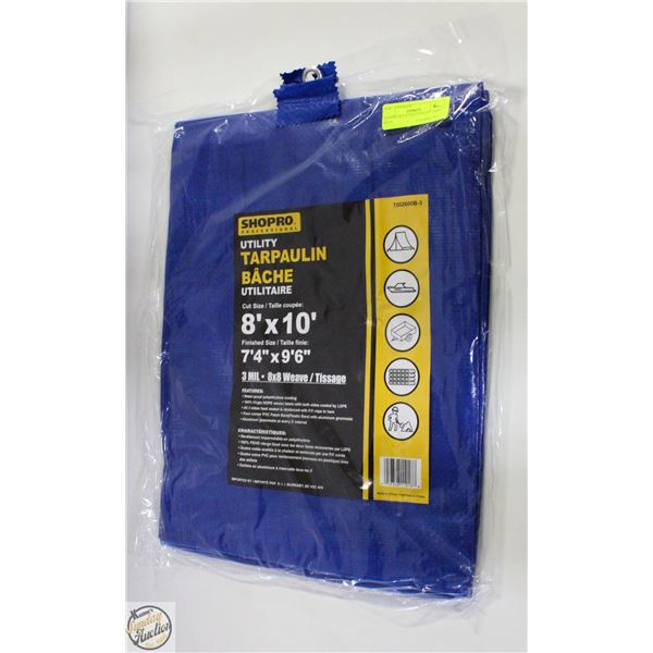 SHOPRO 8FT X 10FT UTILITY TARP - BLUE