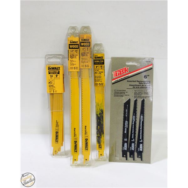 LOT OF RECIPROCATING SAW BLADES - DEWALT, TASK