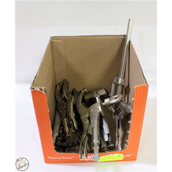LOT OF ASSORTED VICE GRIPS FOR WELDING