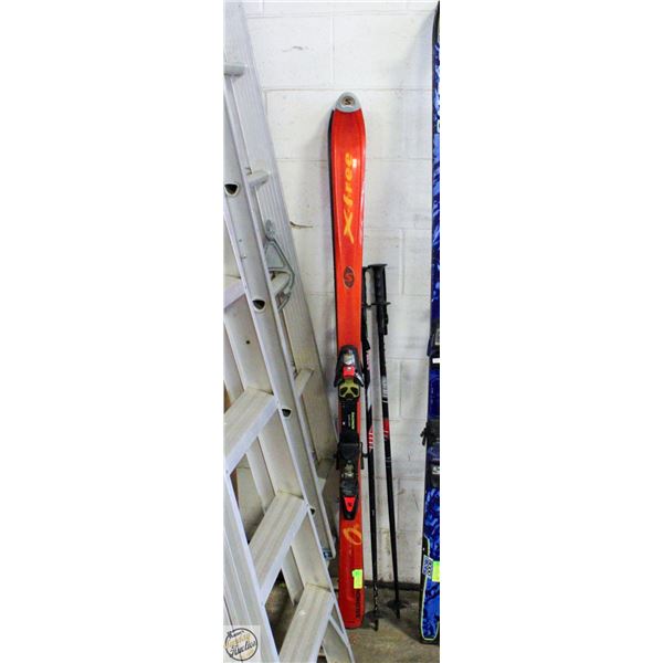 SALOMON ORANGE 64" SKIS & POLES, THE POLES ARE