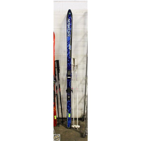 SALOMON BLUE 77" SKIS & POLES(THE POLES ARE "HEAD"