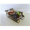 Image 1 : METAL SLEIGH FILLED W/VINTAGE BEADED/HAND