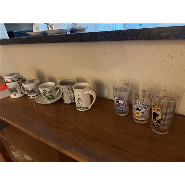 Vintage glasses and pottery mugs, etc.