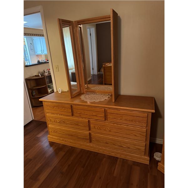 Dresser and mirror dresser measure 64 1/4" x 18" x 30 1/2" tall