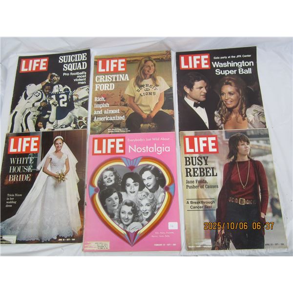 Lot of 6 Vintage Life Magazines