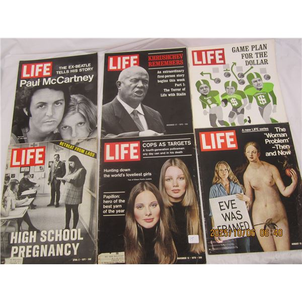 Lot of 6 Vintage Life Magazines