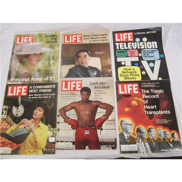 Lot of 6 Vintage Life Magazines