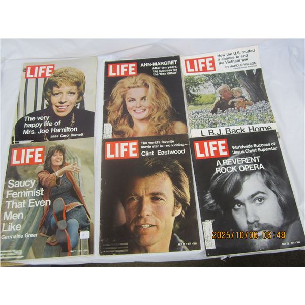 Lot of 6 Vintage Life Magazines