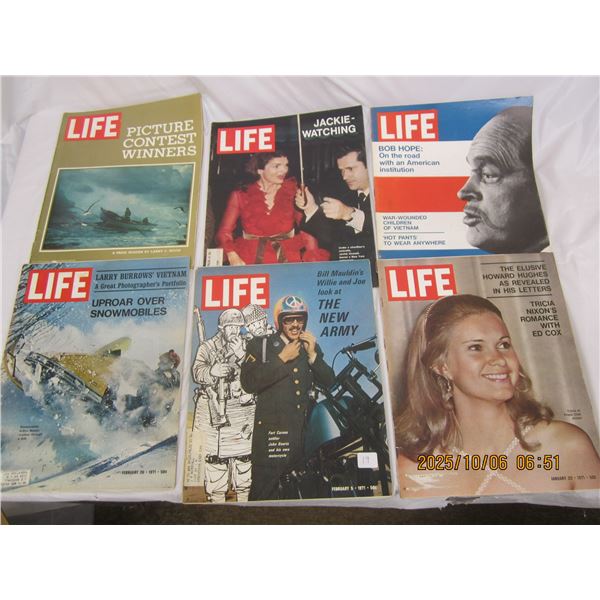 Lot of 6 Vintage Life Magazines