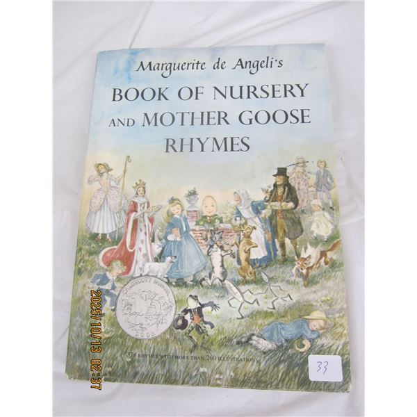 Vintage 1954 Marquerite de Angeli's Book of Nursery Rhymes with Dust Cover in Good Condition