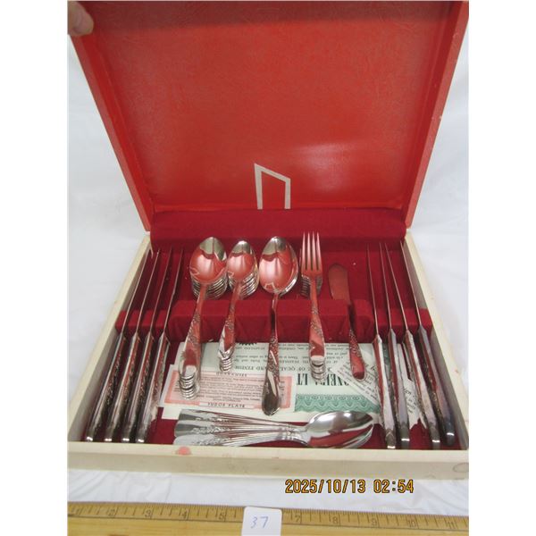 8 Place Settings of Vintage Silver Ware Plate in Display Box