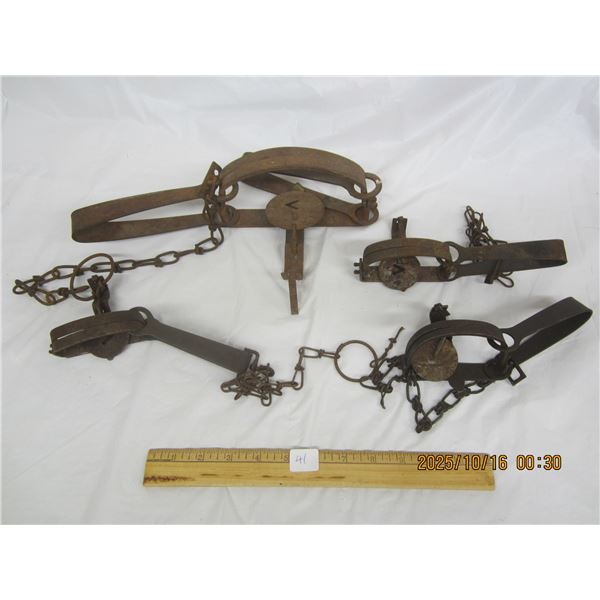 Lot of 4 Antique Animal Traps