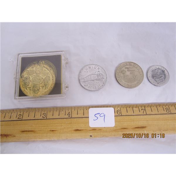 Lot of 4 Vintage Tokens