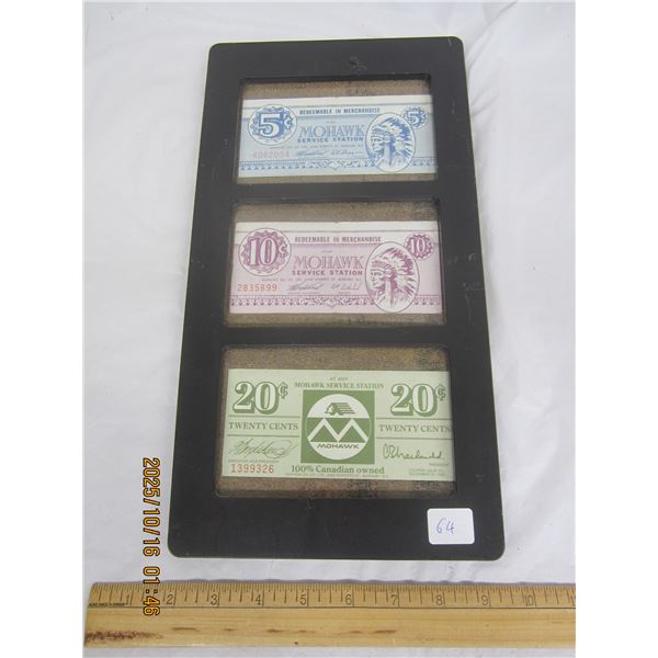 Lot of 3 Framed Mohawk Service Station Money