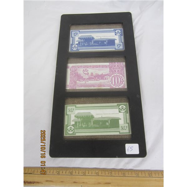 Lot of 3 Framed Mohawk Service Station Money