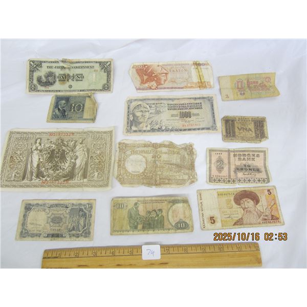 Lot of Vintage Foreign Bills