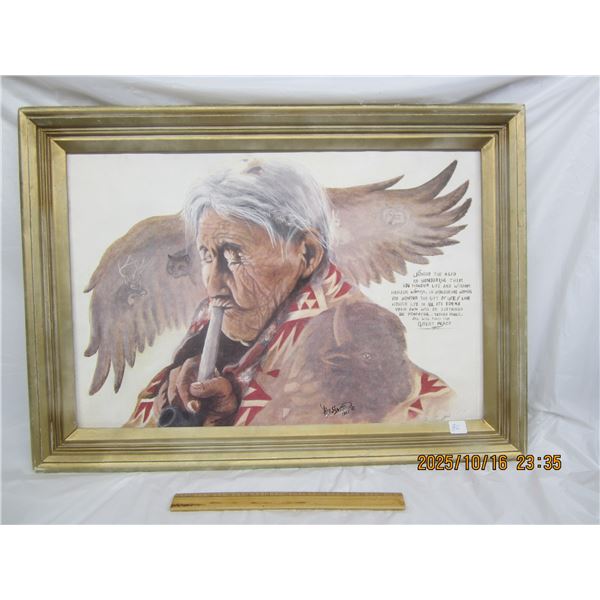 Native American Framed Print by Ray Senft 1983 Artist Signed 28x20 inches