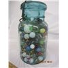 Image 4 : Antique Ball Blue Green Sealer Jar Full of Marbles
