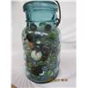 Image 5 : Antique Ball Blue Green Sealer Jar Full of Marbles