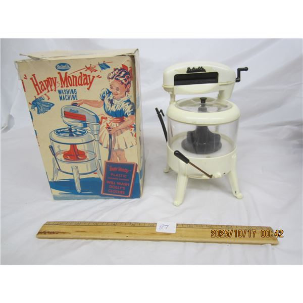 1960's Reliable Happy Monday Dolly Washing Machine with Original Box in Good Condition