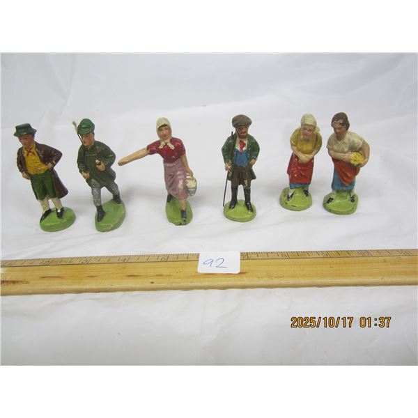 Lot of 6 Antique Plaster Figurines made in Italy