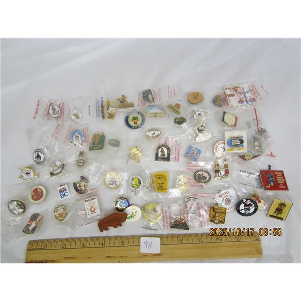 Lot of Vintage Pin Back Pins Mostly Hockey